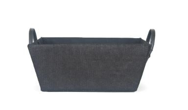 Black Fabric Container with Faux Leather Handles