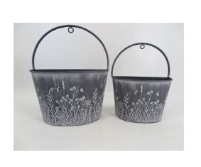Oh Garden Washed Nickel Metal Wall Basket