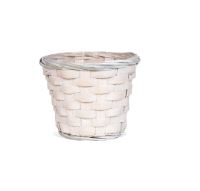 White Washed Bamboo Basket with Liner
