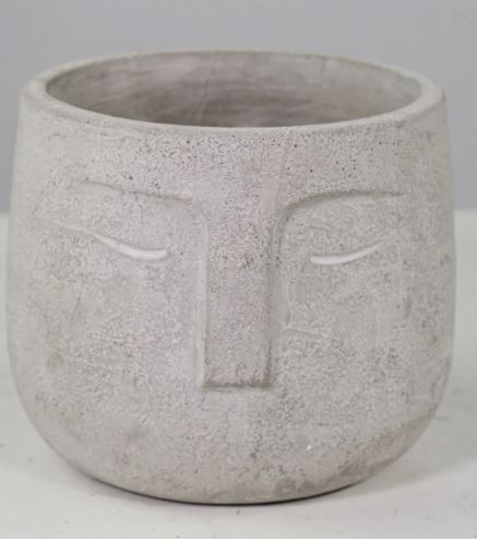 Cement Face Pot