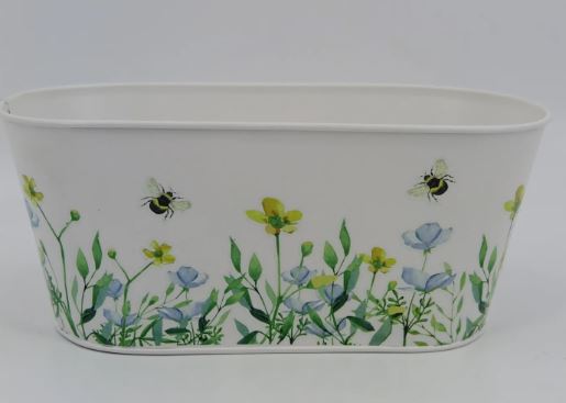 Garden Blooms Metal Pot